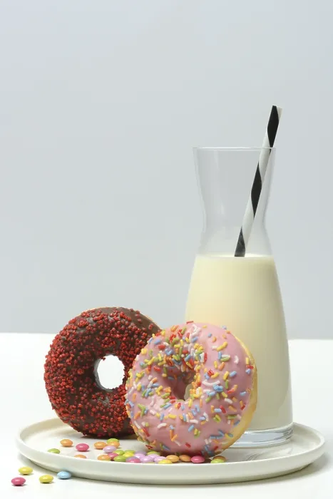 Framed Print : Donuts and Milk Print Framed Print : Donuts and Milk Print
