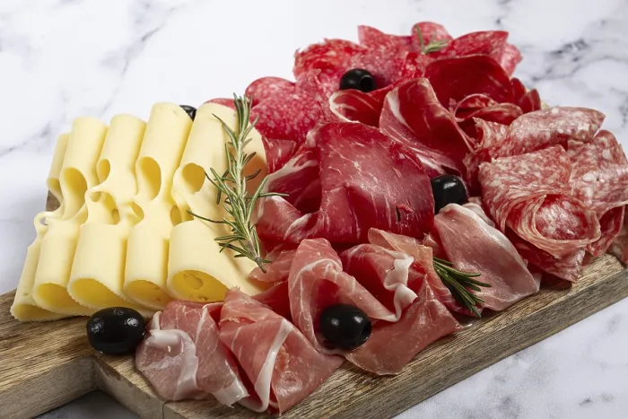 Framed Print : Assorted Meat and Cheese Print - Top View
