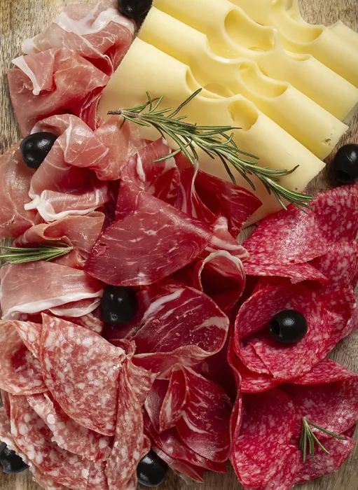 Framed Print : Assorted Meat and Cheese Print, Top View Framed Print : Assorted Meat and Cheese Print, Top View
