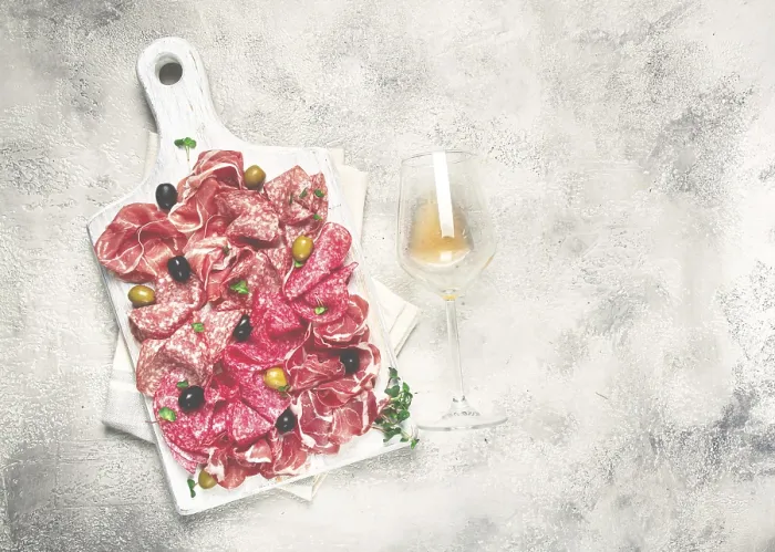 Framed Print : Assorted Meat Appetizer Print with Prosciutto and Olives Framed Print : Assorted Meat Appetizer Print with Prosciutto and Olives