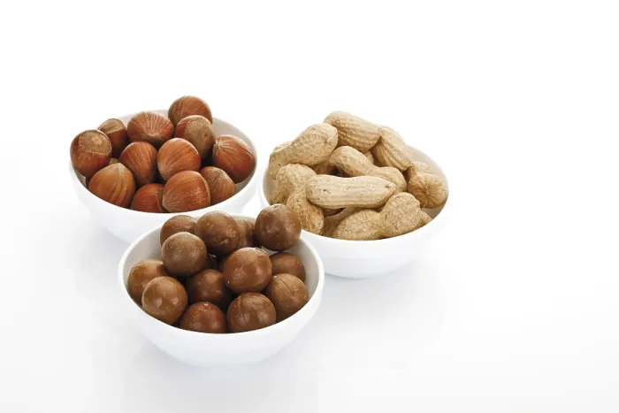 Framed Print : Assorted Nuts in Ceramic Bowls Print Framed Print : Assorted Nuts in Ceramic Bowls Print