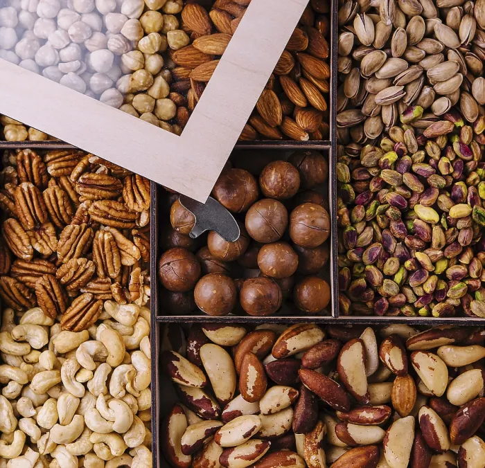 Framed Print : Assorted Nuts in a Wooden Box Print Framed Print : Assorted Nuts in a Wooden Box Print