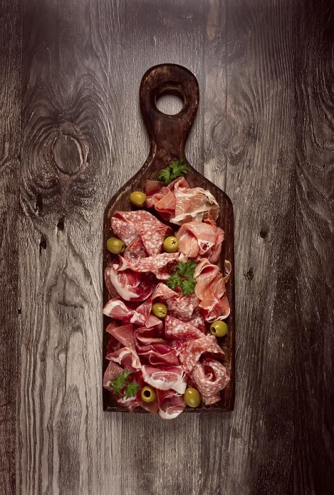 Framed Print : Sliced Meat Assortment Print, Breakfast Board Framed Print : Sliced Meat Assortment Print, Breakfast Board