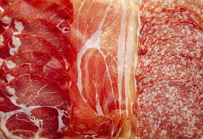 Framed Print : Sliced Meat Appetizer Print, Top View Framed Print : Sliced Meat Appetizer Print, Top View