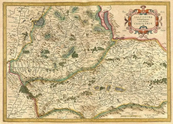 Framed Print : Digitally restored reproduction Print of 1623 Salzburg and Carinthia Map Framed Print : Digitally restored reproduction Print of 1623 Salzburg and Carinthia Map