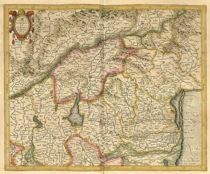 Framed Print : Digital Print of 1623 Atlas Map, Tyrol Region Framed Print : Digital Print of 1623 Atlas Map, Tyrol Region
