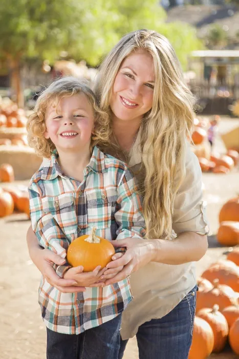 Framed Print : Attractive Mother and Son Portrait Print at Pumpkin Patch Framed Print : Attractive Mother and Son Portrait Print at Pumpkin Patch