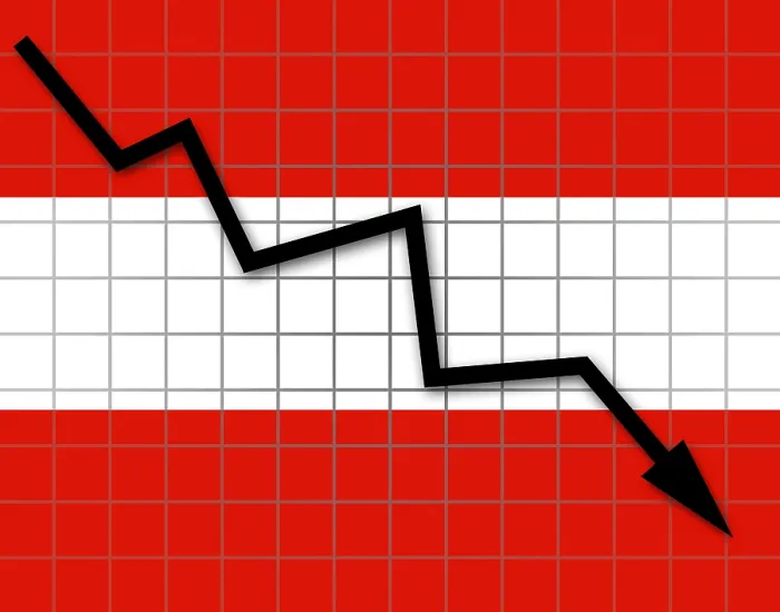 Framed Print : The Austrian Flag and Arrow Graph Print