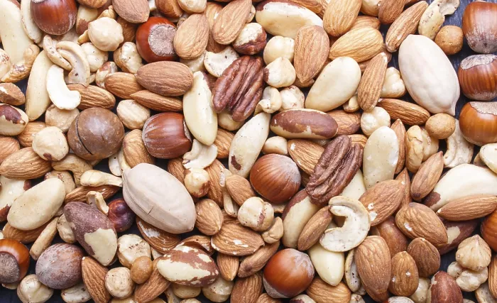 Framed Print : Nutty Texture Print: Top View of Various Nuts Framed Print : Nutty Texture Print: Top View of Various Nuts