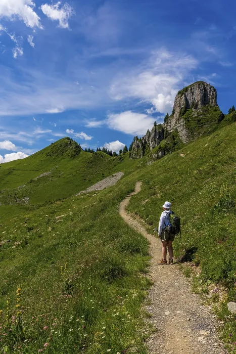 Framed Print : Backpacker in the Swiss Mountains Print Framed Print : Backpacker in the Swiss Mountains Print