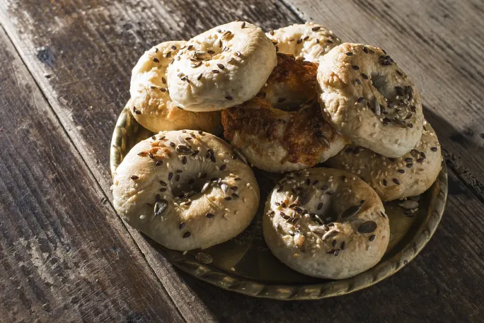 Framed Print : Bagels in a Tray Print Framed Print : Bagels in a Tray Print
