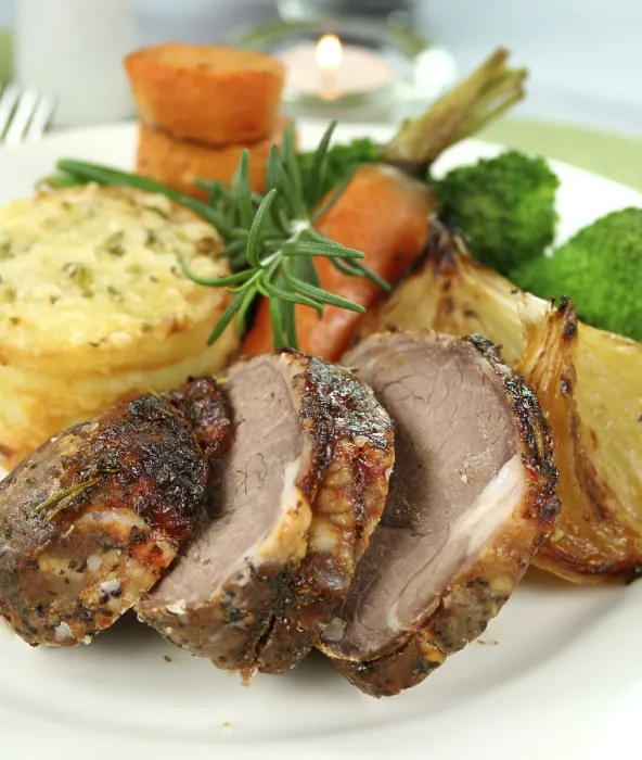 Framed Print : Baked Lamb and Potato Stack Print Framed Print : Baked Lamb and Potato Stack Print