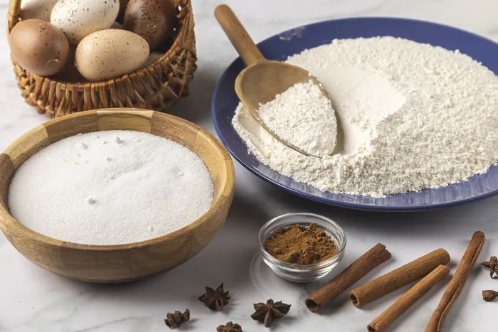 Framed Print : Baking Ingredients Print - Flour, Sugar and Spices Framed Print : Baking Ingredients Print - Flour, Sugar and Spices