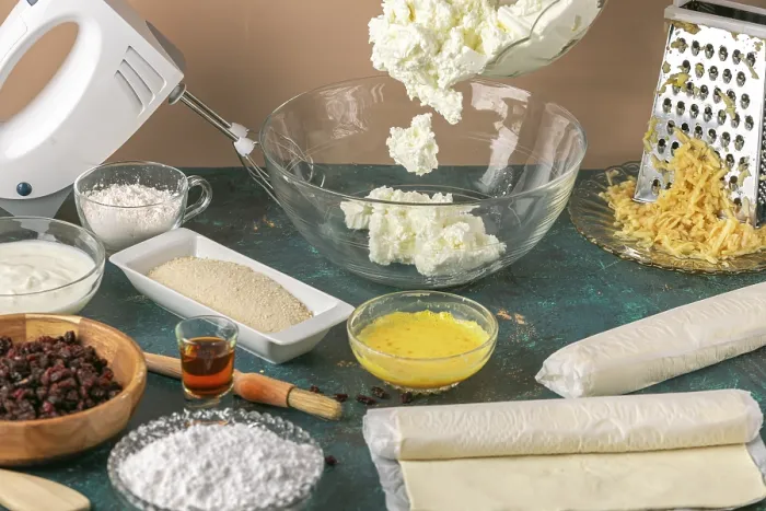 Framed Print : Baking Preparation for Curd Strudel Print Framed Print : Baking Preparation for Curd Strudel Print