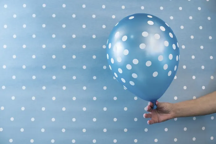 Framed Print : Balloon Print with White Dots on Blue Background Framed Print : Balloon Print with White Dots on Blue Background