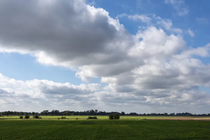 Framed Print : Band of clouds over Elbe meadows Print, Germany