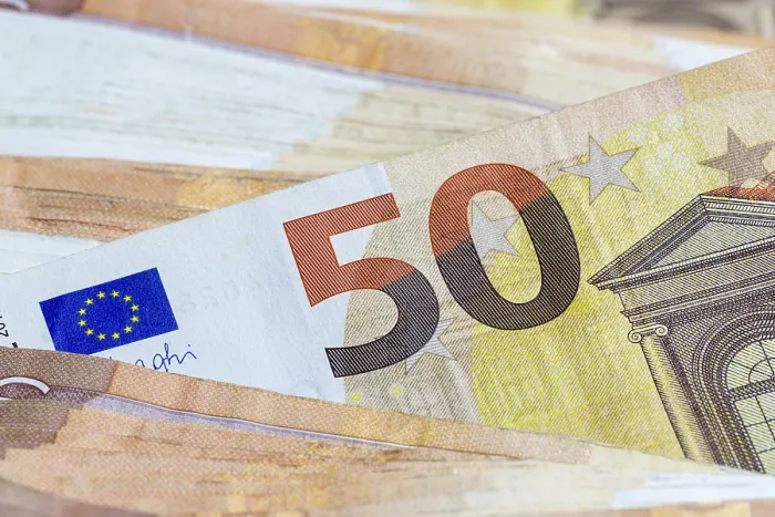 Framed Print : 50 Euro Banknotes Print Framed Print : 50 Euro Banknotes Print