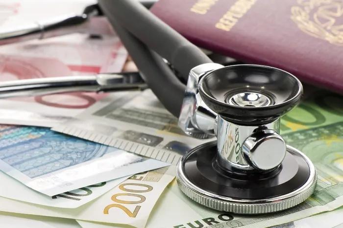 Framed Print : Banknote Print with Stethoscope Medical Theme Framed Print : Banknote Print with Stethoscope Medical Theme