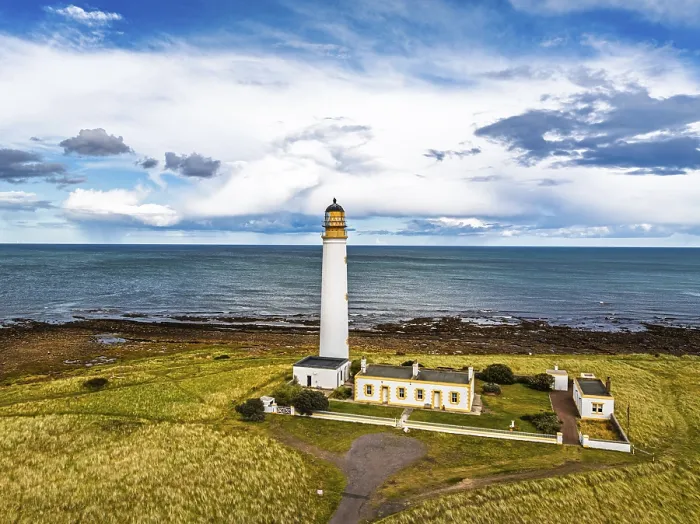 Framed Print : Barns Ness Lighthouse Drone Print, Dunbar, East Lothian Framed Print : Barns Ness Lighthouse Drone Print, Dunbar, East Lothian
