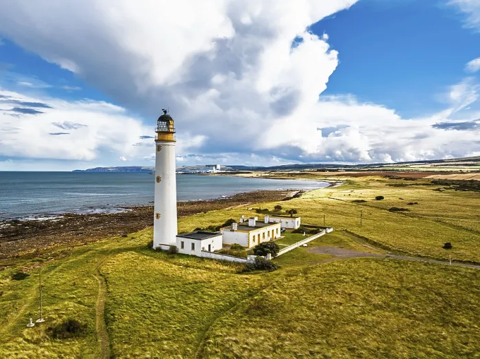 Framed Print : Barns Ness Lighthouse Drone Print, East Lothian, Scotland Framed Print : Barns Ness Lighthouse Drone Print, East Lothian, Scotland