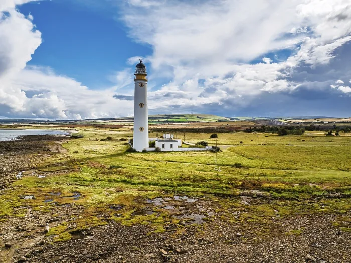 Framed Print : Barns Ness Lighthouse Drone Print, East Lothian, Scotland Framed Print : Barns Ness Lighthouse Drone Print, East Lothian, Scotland