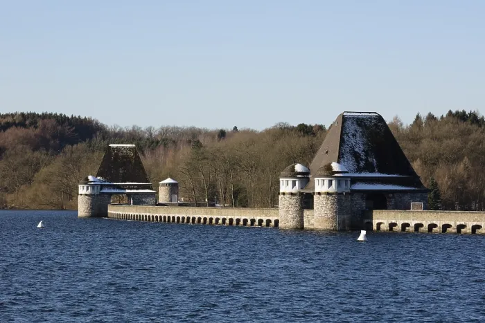 Framed Print : Mohnesee Barrier Wall and Dam Print, Germany Framed Print : Mohnesee Barrier Wall and Dam Print, Germany