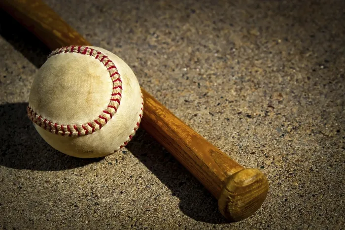 Framed Print : Baseball and Bat Print on Textured Surface Framed Print : Baseball and Bat Print on Textured Surface
