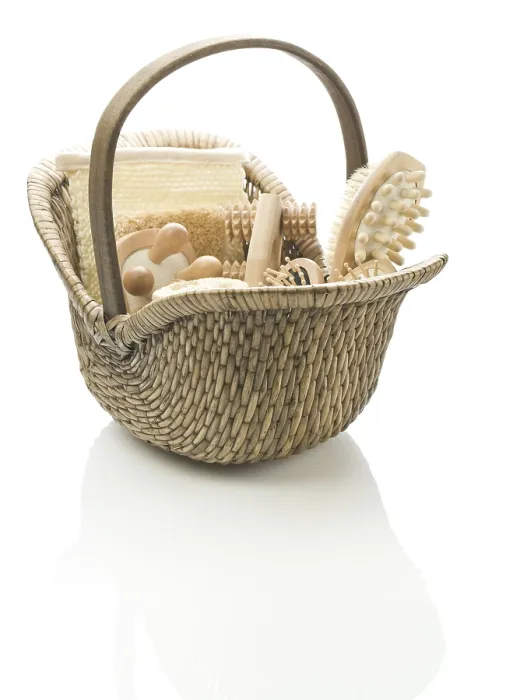 Framed Print : Basket with Bath Accessories Print Framed Print : Basket with Bath Accessories Print