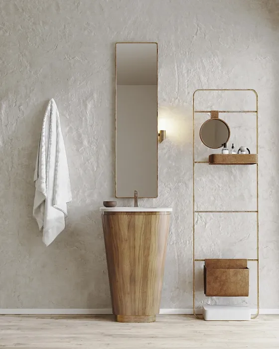 Framed Print : Bathroom Interior Print with Decorative Plaster Wall Framed Print : Bathroom Interior Print with Decorative Plaster Wall