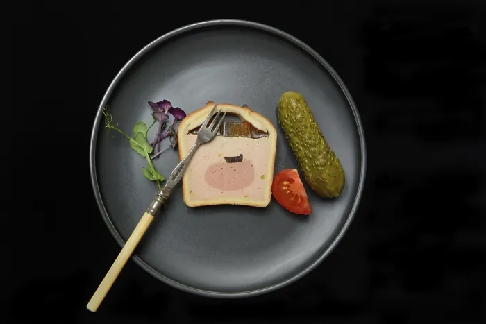 Framed Print : Battered Pate on Plate with Microgreen Print Framed Print : Battered Pate on Plate with Microgreen Print