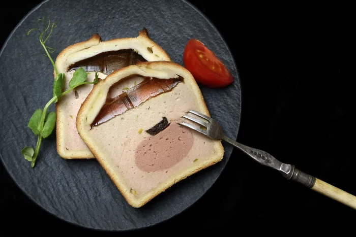 Framed Print : Battered Pate on Plate with Microgreen Print Framed Print : Battered Pate on Plate with Microgreen Print