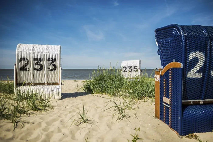 Framed Print : Beach Chairs on Sandy Beach Print, Hooksiel, Germany Framed Print : Beach Chairs on Sandy Beach Print, Hooksiel, Germany