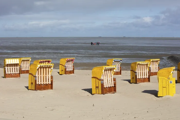 Framed Print : Beach Chairs on Sandy Beach Print, Cuxhaven, Germany Framed Print : Beach Chairs on Sandy Beach Print, Cuxhaven, Germany