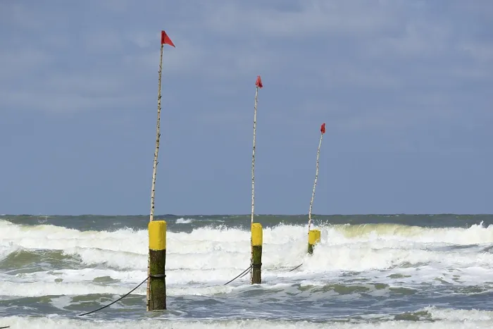Framed Print : Norderney Beach Limit Marker Posts Print, Germany Framed Print : Norderney Beach Limit Marker Posts Print, Germany
