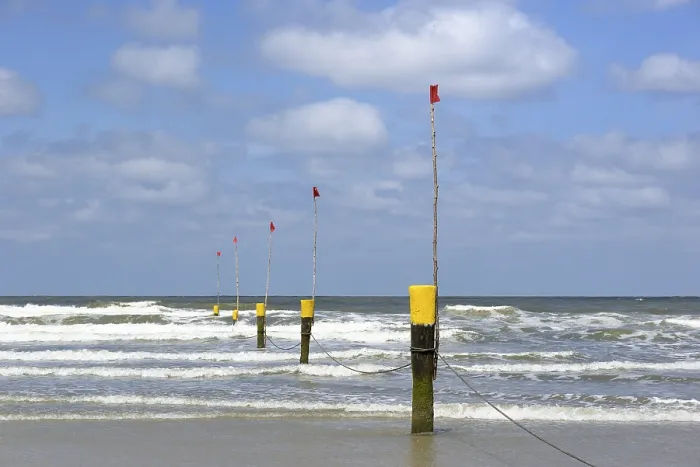 Framed Print : Norderney Beach Limit Marker Posts Print, Germany Framed Print : Norderney Beach Limit Marker Posts Print, Germany