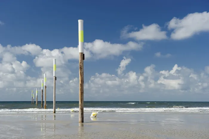 Framed Print : St Peter-Ording Beach Marker Posts Print