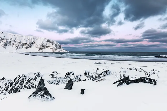 Framed Print : Berlevag Beach in Winter Print, Norway Framed Print : Berlevag Beach in Winter Print, Norway