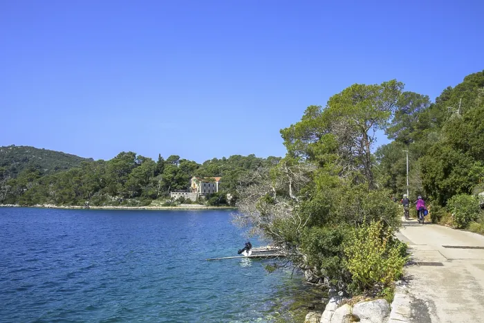 Framed Print : Beautiful Cycle Path Along Lake Print, Mljet Island, Croatia Framed Print : Beautiful Cycle Path Along Lake Print, Mljet Island, Croatia