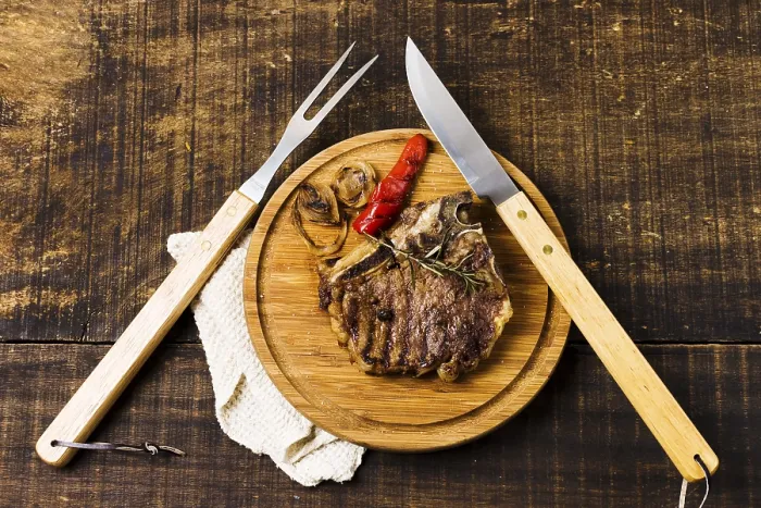 Framed Print : Beefsteak Portion Rustic Table Print Framed Print : Beefsteak Portion Rustic Table Print