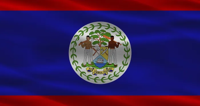 Framed Print : Belize Flag Print with Fabric Texture Framed Print : Belize Flag Print with Fabric Texture