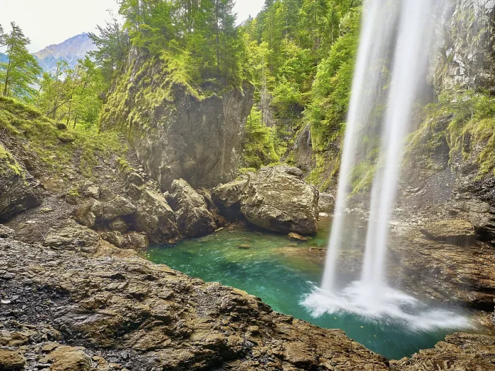 Framed Print : Berglistber Waterfall Print, Linthal, Switzerland