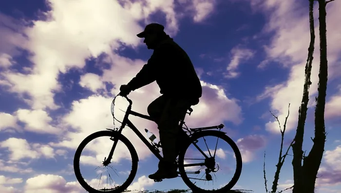 Framed Print : Biker at Sunset Print