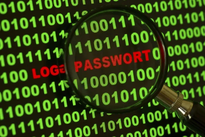 Framed Print : Binary Code Print: 'Login Passwort' Under Magnification Framed Print : Binary Code Print: 'Login Passwort' Under Magnification