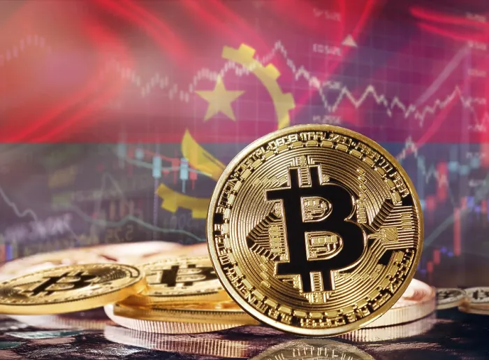 Framed Print : Bitcoin Print with Angolan Flag Background Framed Print : Bitcoin Print with Angolan Flag Background