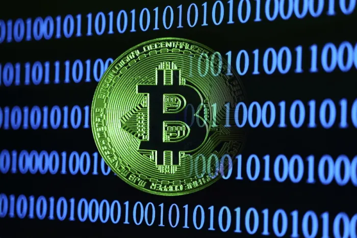 Framed Print : Bitcoin Binary Code Print