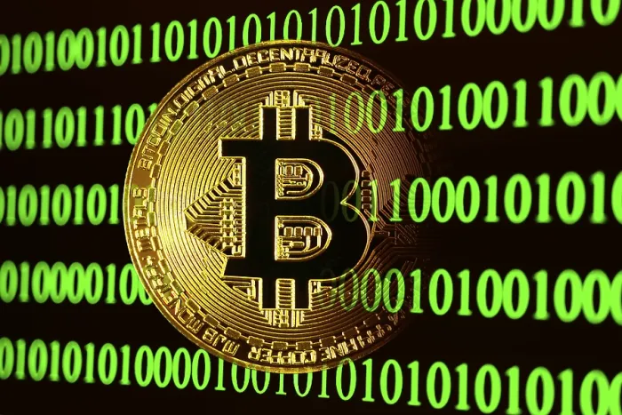 Framed Print : Bitcoin Binary Code Print - Digital Currency Representation Framed Print : Bitcoin Binary Code Print - Digital Currency Representation