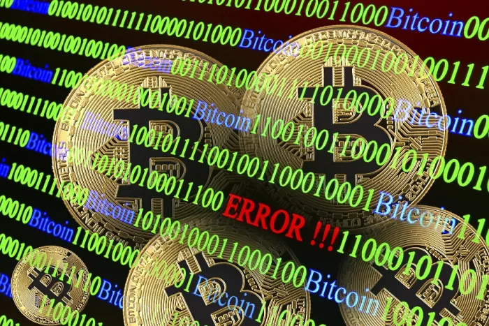Framed Print : Bitcoin Binary Code Print with Error