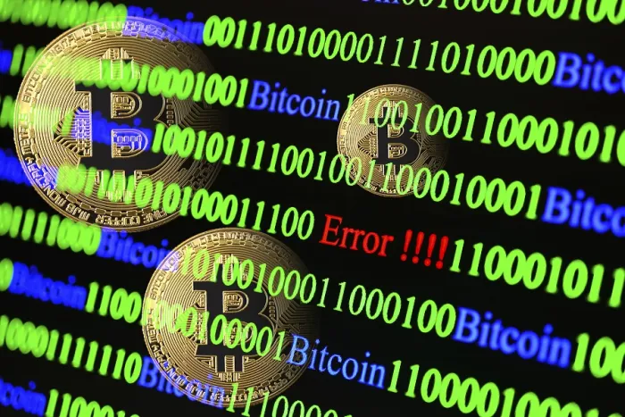 Framed Print : Bitcoin Binary Code Print: Error Message