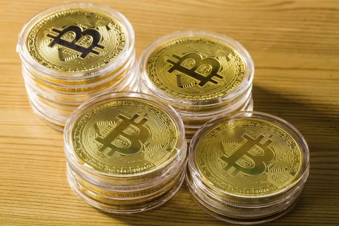 Framed Print : Bitcoin Print on Light Background