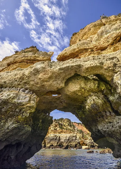 Framed Print : Bizarre Sandstone Cliffs Print - Algarve Coastline